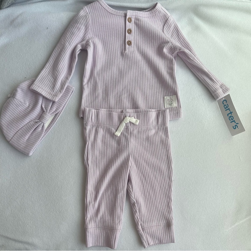 Carter's Purple Ribbed Outfit Set
